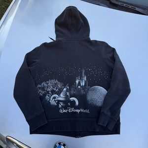 Disney Parks Glitter Icons Sorcerer Hat Full Zip Hoodie Sweatshirt women's XL